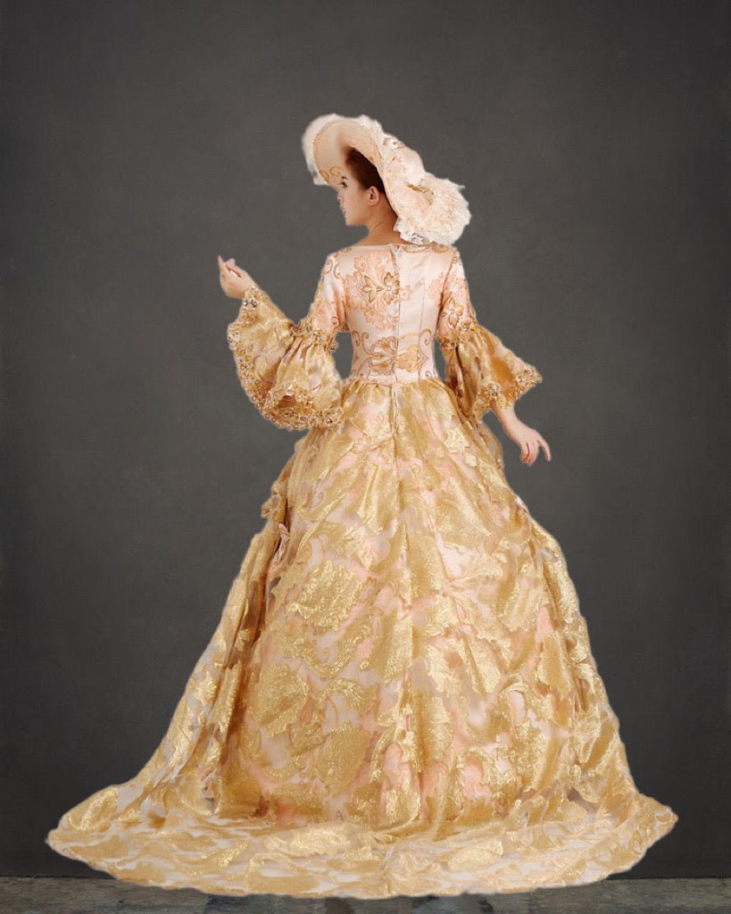 African Attire Rich Royal Cloth Culture Queen Charlotte Gown European Baroque And Rococo Style Golden Dress African Attire Rich Royal Cloth Culture Queen Charlotte Gown European Baroque And Rococo Style Golden Dress