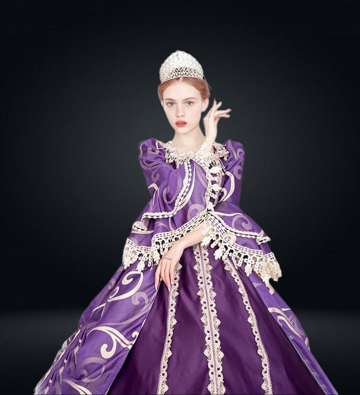 Queen Charlotte Purple Gown -Marie Antoinette Baroque Gown for Bridgerton Plus Size - WonderlandByLilian