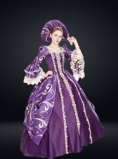 Queen Charlotte Purple Gown -Marie Antoinette Baroque Gown for Bridgerton Plus Size - WonderlandByLilian