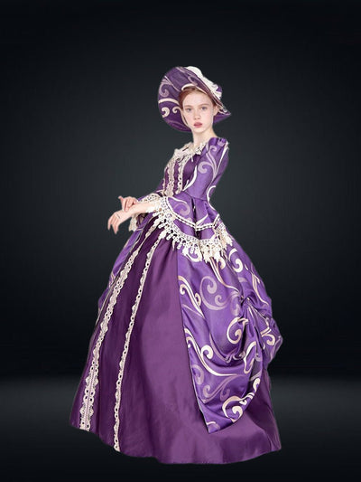 Queen Charlotte Purple Gown -Marie Antoinette Baroque Gown for Bridgerton Plus Size - WonderlandByLilian