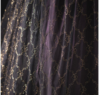 Regency Era Dark Purple Black Lace Ball Gown Gothic- Bridgerton Regency Dress - Plus Size - WonderlandByLilian
