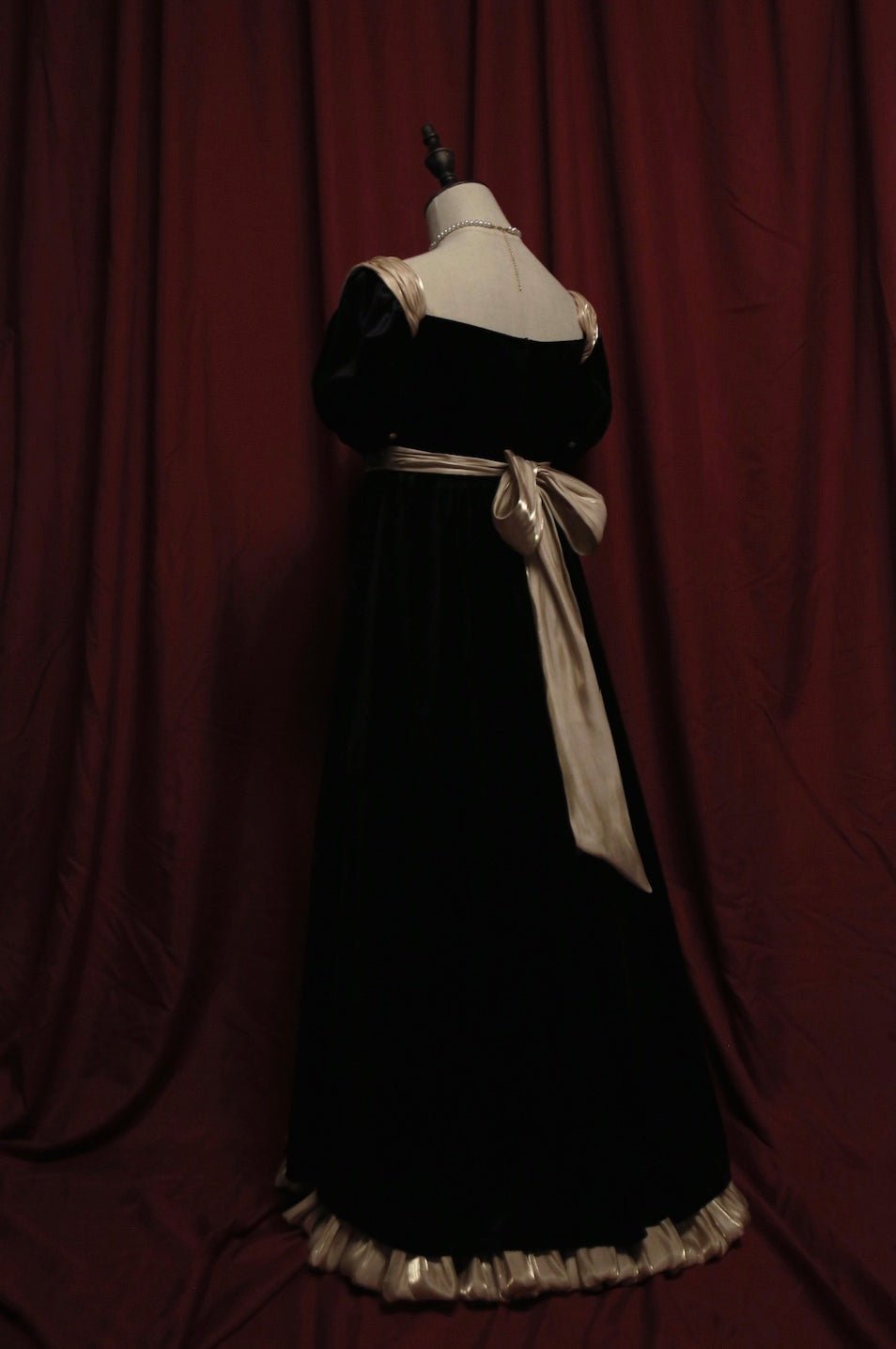 Regency Era Party Ball Gown - Bridgerton Inspired Velvet Black Dress - WonderlandByLilian