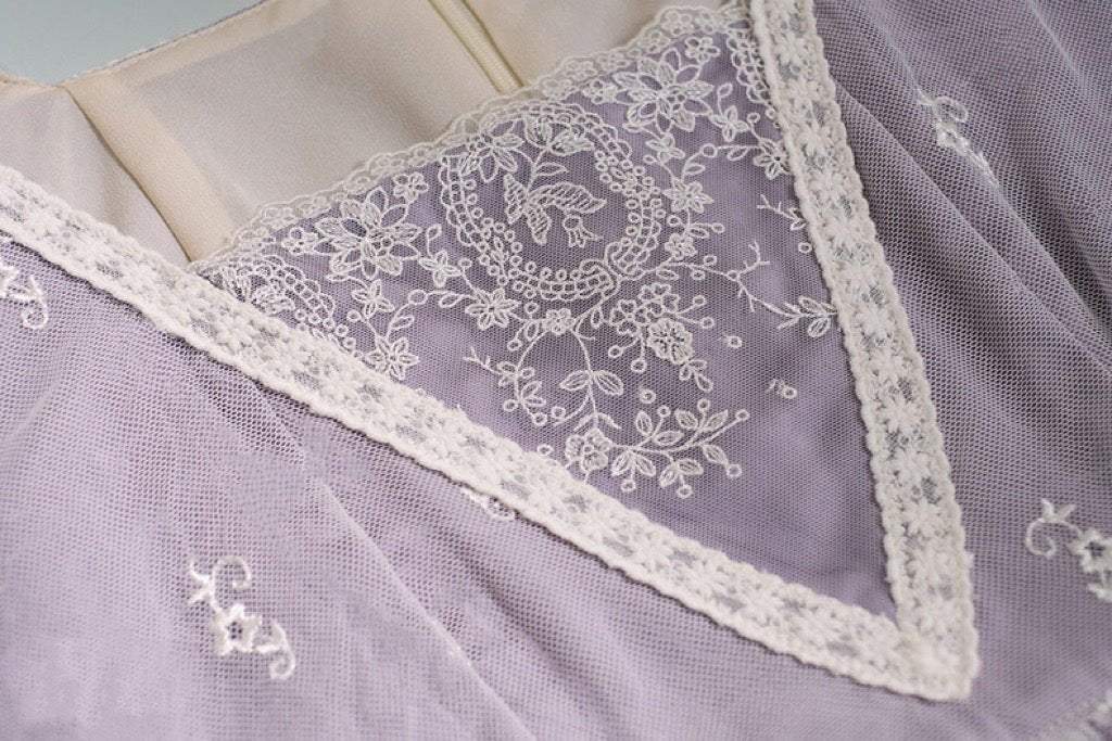 Regency Era Purple Lace Dress Embroidered Empire Waist Ball Gown Plus Size - WonderlandByLilian