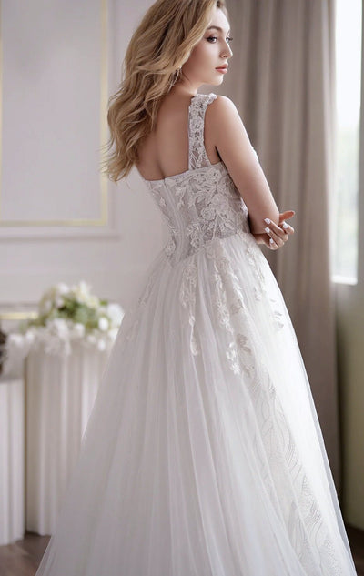 Romantic A-Line Lace Light Ivory Off-Shoulder Bridal Dress - Plus Size - WonderlandByLilian
