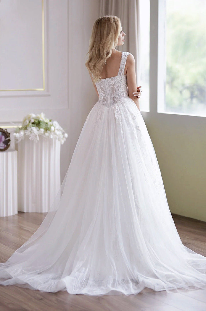 Romantic A-Line Lace Light Ivory Off-Shoulder Bridal Dress - Plus Size - WonderlandByLilian