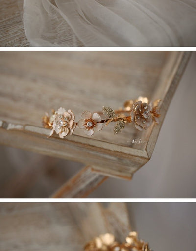 Romantic Bridal Floral Hair Accessory For Wedding - Handmade - WonderlandByLilian