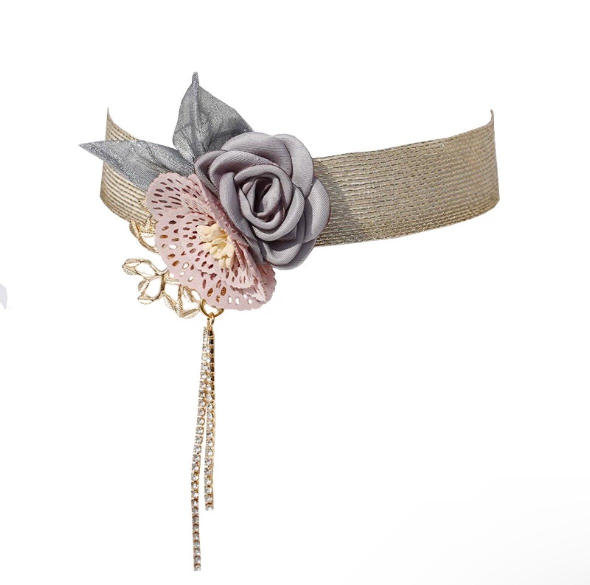 ROMANTIC FLORAL PINK PUPLE CHOKER FOR WEDDING - HANDMADE NECKLACE - WonderlandByLilian