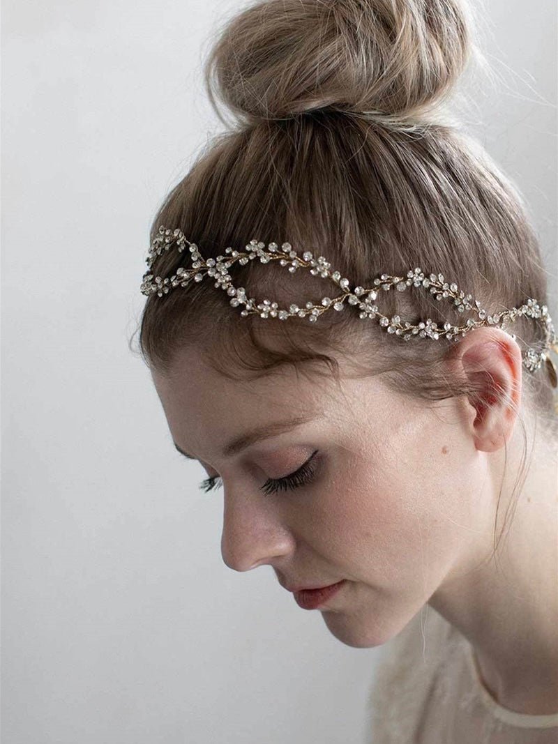 Romantic Floral with Pearl and Crystal for Brides Headpiece , Elegant Wedding Headpiece in a Roman-inspired Design - WonderlandByLilian