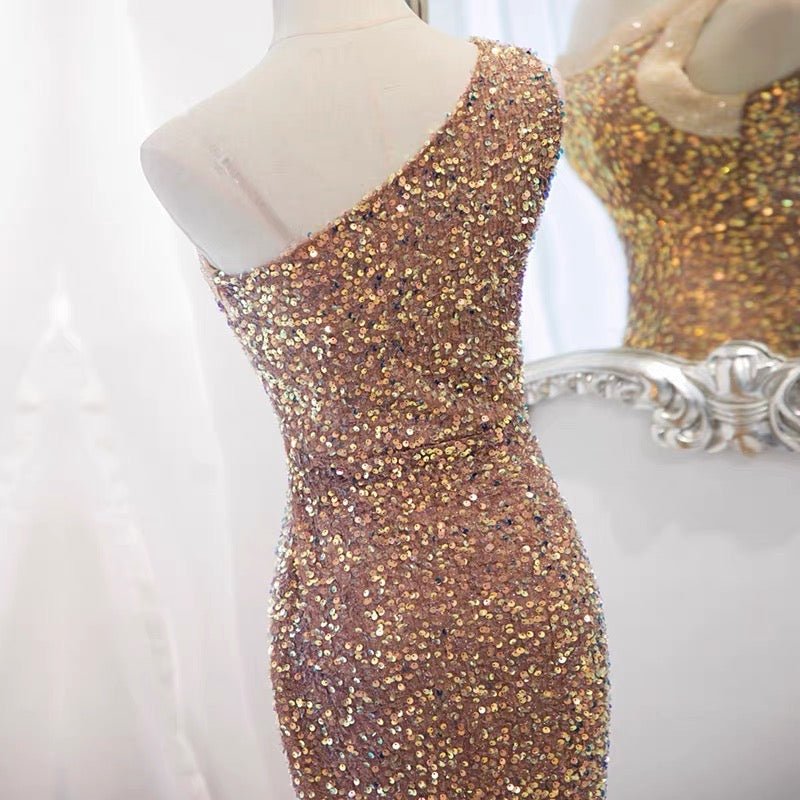Sequins Lace Silver Prom Dress Party Dress Evening Wear - WonderlandByLilian