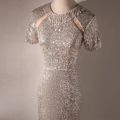 Sequins Silver Prom Dress Party Dress Evening Wear - WonderlandByLilian