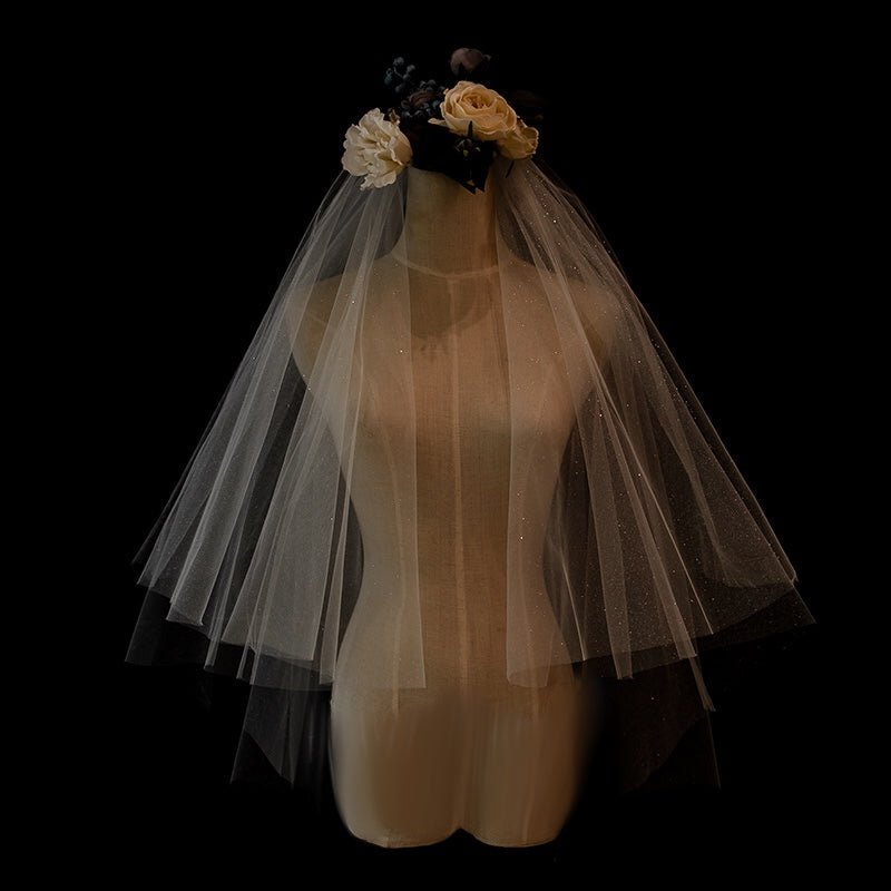 Shimmer Cream Double Bridal Veil With Comb - WonderlandByLilian