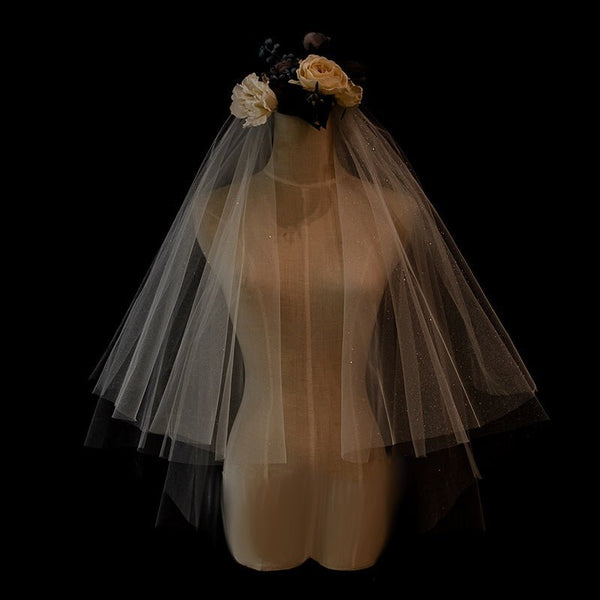 Shimmer Cream Double Bridal Veil With Comb – WonderlandByLilian display picture 2
