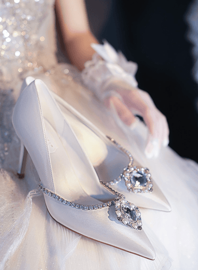 Sparkling Snow Bridal Heels - WonderlandByLilian