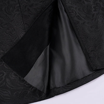 Steampunk Jacquard Black Coat Gothic Men Long Black Plus Size-Plus Size - WonderlandByLilian