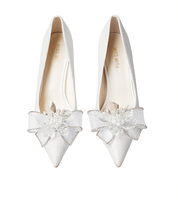 Sterling Bow Bridal Heels - WonderlandByLilian