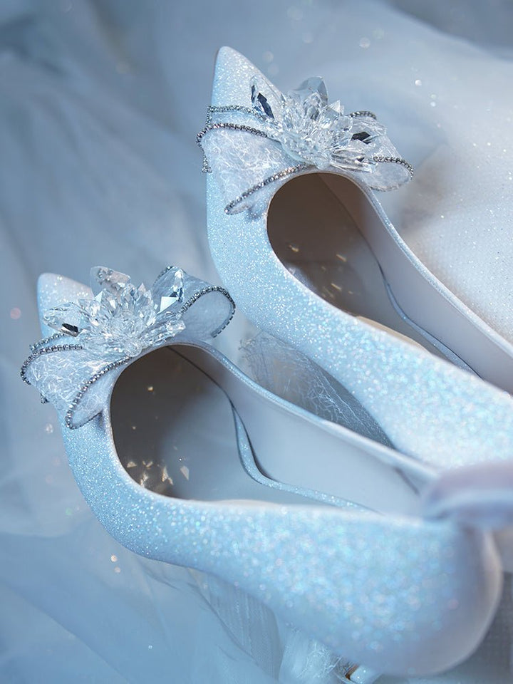 Sterling Bow Bridal Heels - WonderlandByLilian