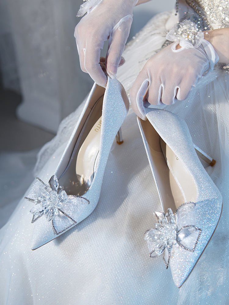 Sterling Bow Bridal Heels - WonderlandByLilian