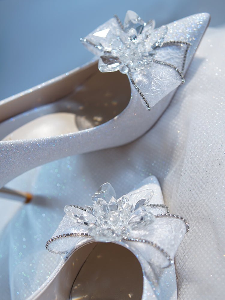 Sterling Bow Bridal Heels - WonderlandByLilian