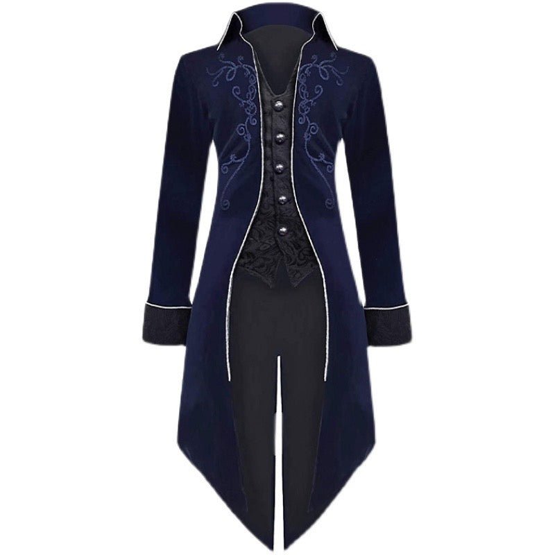 Victorian Gothic British Court-inspired Velvet Tuxedo with Embroidery and Jacquard Coat - Plus Sizes - WonderlandByLilian