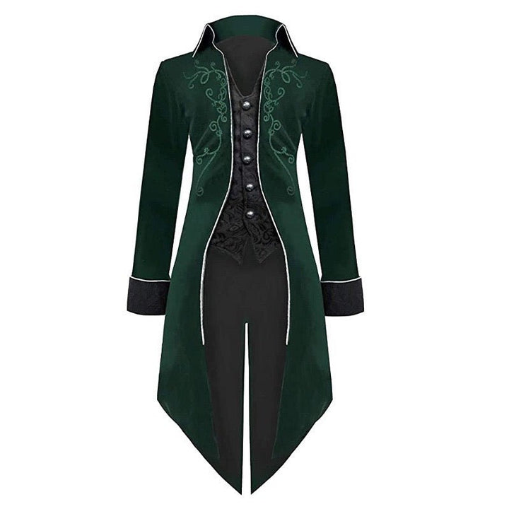 Victorian Gothic British Court-inspired Velvet Tuxedo with Embroidery and Jacquard Coat - Plus Sizes - WonderlandByLilian