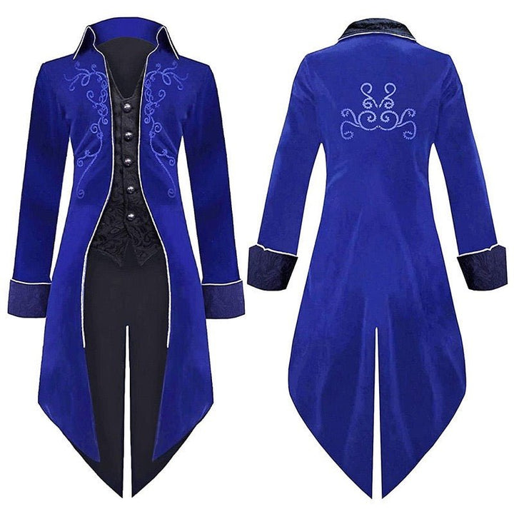 Victorian Gothic British Court-inspired Velvet Tuxedo with Embroidery and Jacquard Coat - Plus Sizes - WonderlandByLilian
