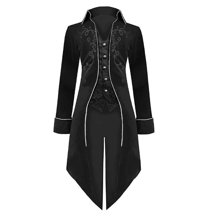 Victorian Gothic British Court-inspired Velvet Tuxedo with Embroidery and Jacquard Coat - Plus Sizes - WonderlandByLilian