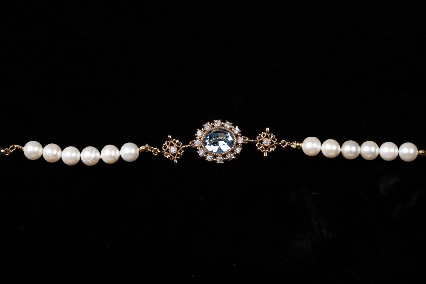 Vintage Baroque Blue Gemstones Bracelet- Precious Stone Crystal Pearl for Women Regency Era Style - French Lolita Jewelry - WonderlandByLilian