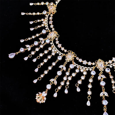 Vintage Baroque Gemstones Necklace - Precious Stone Pearl Crystal Chocker for Women Regency Era Style - French Lolita Jewelry - WonderlandByLilian