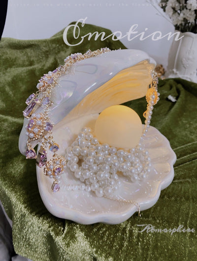 Vintage Baroque Purple Gemstones Earrings - Precious Stone Pearl Crystals for Women Regency Era Style - French Jewelry - WonderlandByLilian