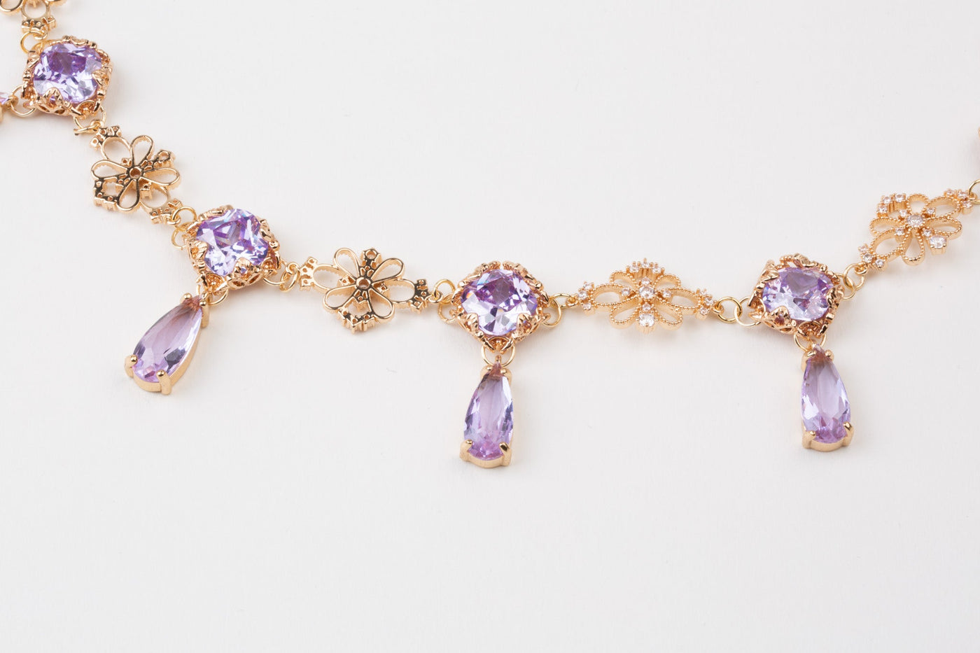 Vintage Baroque Purple Gemstones Necklace - Precious Stone Pearl Crystals for Women Regency Era Style - French Jewelry Bridgerton Inspired Regency Era Pearl Necklace Purple - WonderlandByLilian