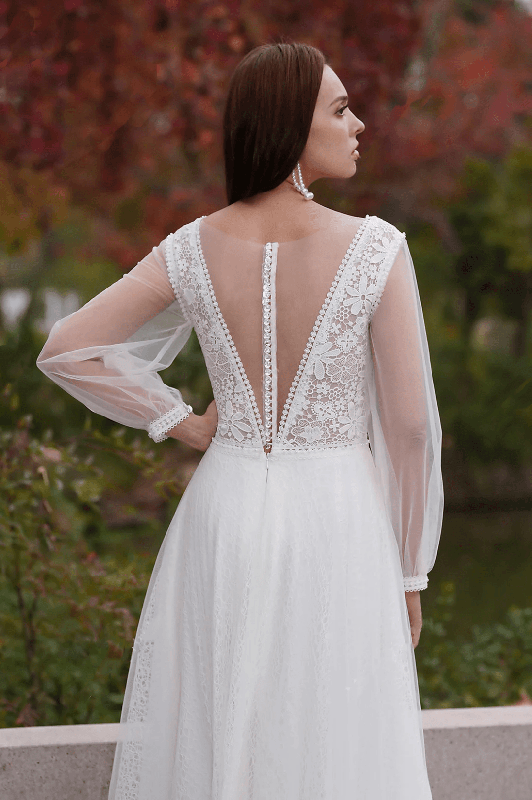 Vintage Boho Lace Embroidery Light Ivory A-Line V Neck Wedding Dresses With Long Sleeves US4 / Light Ivory Vintage Boho Lace Embroidery Light Ivory A-Line V Neck Wedding Dresses With Long Sleeves US4 / Light Ivory