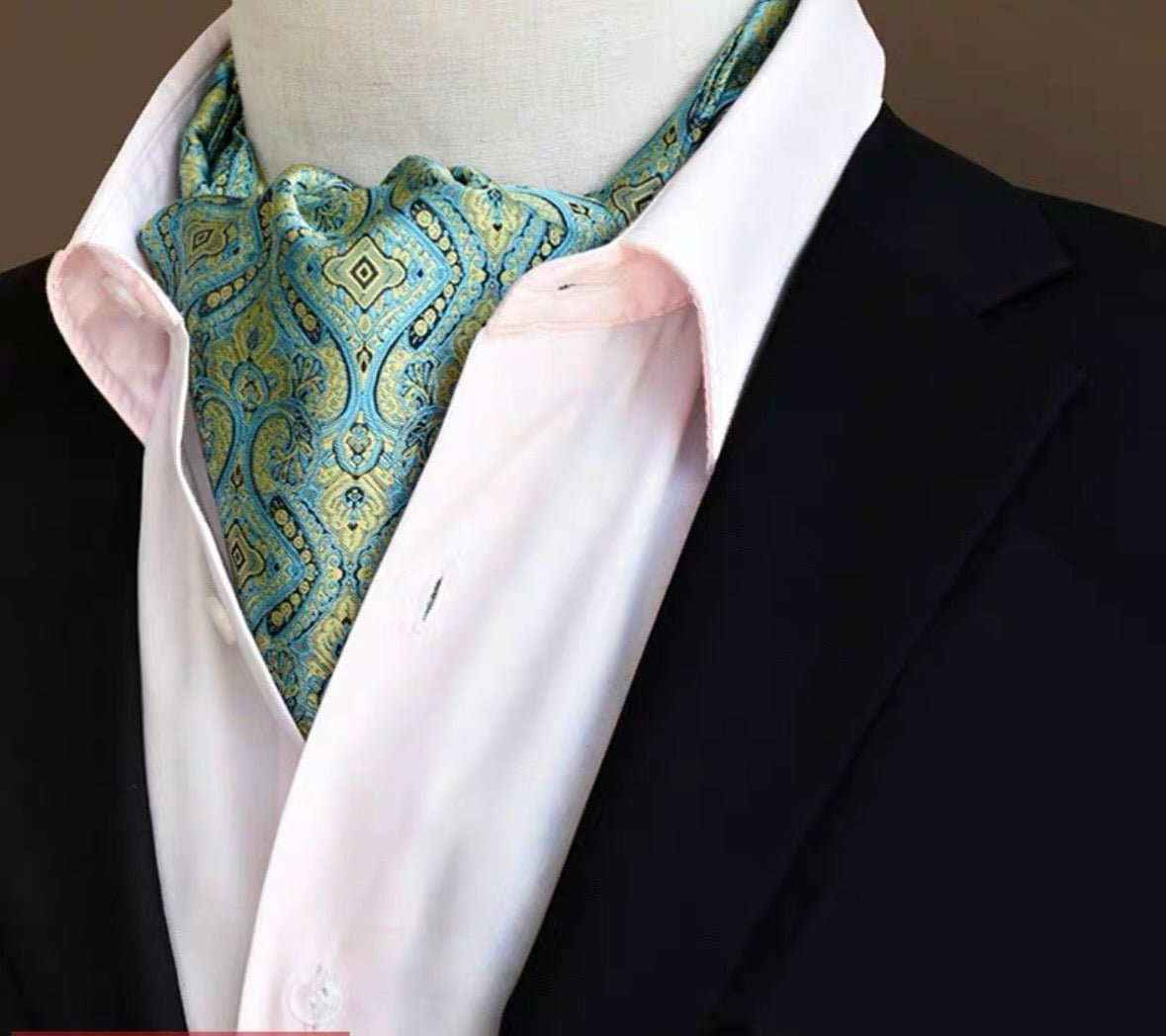Vintage Bridgerton Inspired Printed Ascot Bow Tie For Men Suit Menswear - WonderlandByLilian