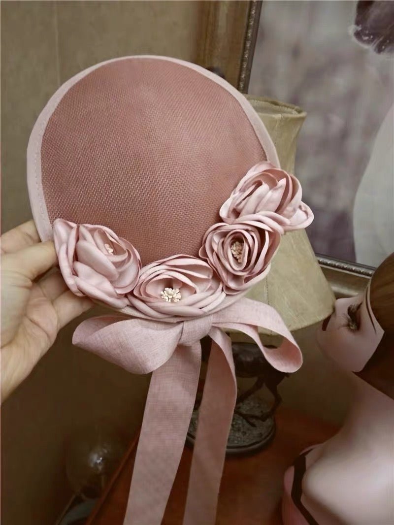 Vintage Floral Pink Hat With Rose - The Marvelous Mrs. Maisel Inspired - WonderlandByLilian