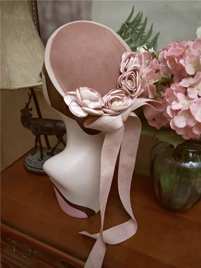 Vintage Floral Pink Hat With Rose - The Marvelous Mrs. Maisel Inspired - WonderlandByLilian