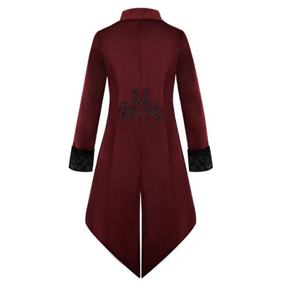 Vintage Gothic Medieval Tailcoat For Men - Velvet Embroidered Coat - Plus Size - WonderlandByLilian