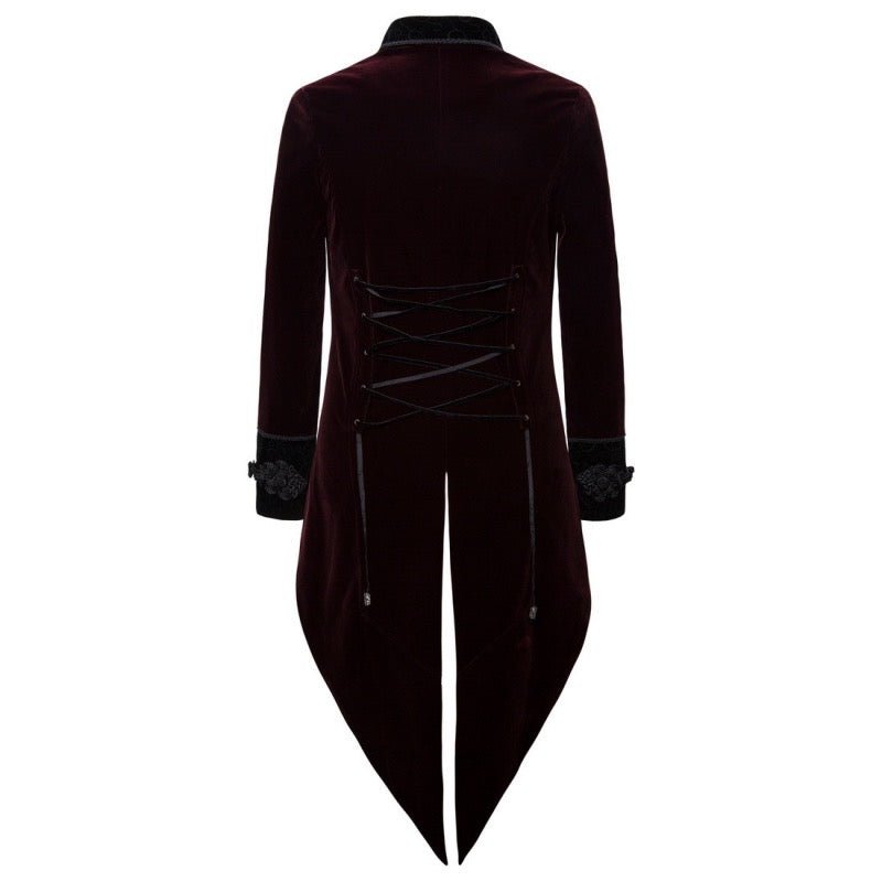Vintage Gothic Victorian Burgundy Tailcoat For Men - Victorian Men Suit -Plus Size - WonderlandByLilian