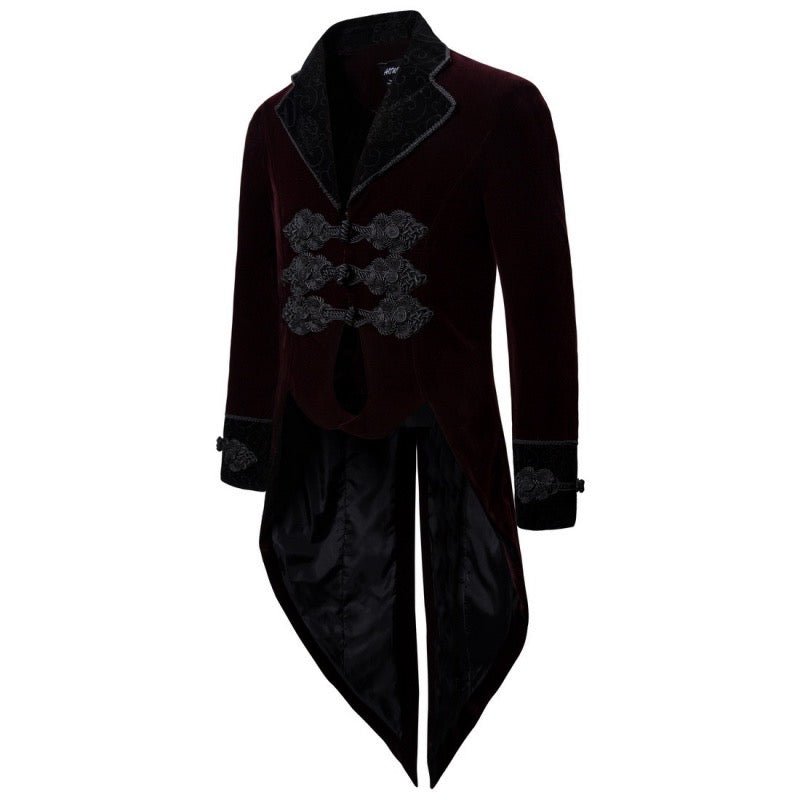 Vintage Gothic Victorian Burgundy Tailcoat For Men - Victorian Men Suit -Plus Size - WonderlandByLilian