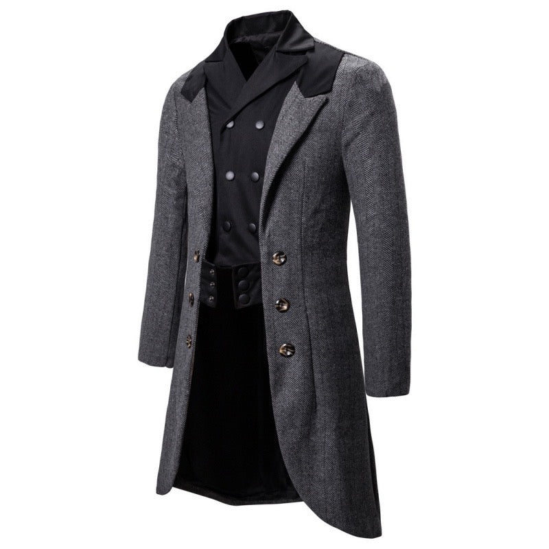 Vintage Inspired Black Tailcoat - Tweed Blazer for Men in Plus Sizes - WonderlandByLilian