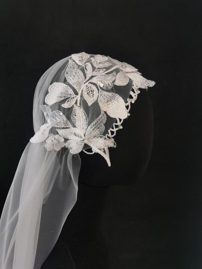 Vintage Inspired Bridal Veil Headpieces With Beads Lace - WonderlandByLilian