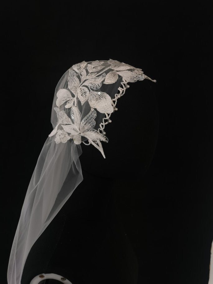 Vintage Inspired Bridal Veil Headpieces With Beads Lace - WonderlandByLilian
