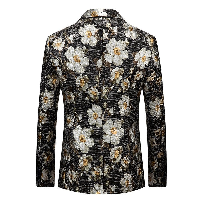 VIntage Inspired British Gold Shiny Floral Jacquard Men Suit For Gentlemen-Plus Size - WonderlandByLilian