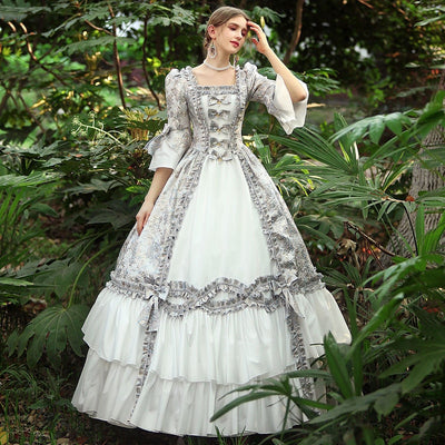 Vintage Inspired Rococo Pale Blue Brocade Dress - 18 Century Gown - Plus Size - WonderlandByLilian