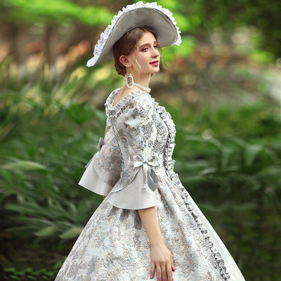 Vintage Inspired Rococo Pale Blue Brocade Dress - 18 Century Gown - Plus Size - WonderlandByLilian