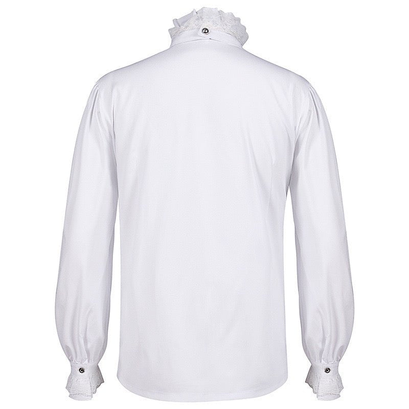 Vintage Long Sleeve Medieval White Ruffle Lace Shirts For Men Gothic Party -Plus Size - WonderlandByLilian