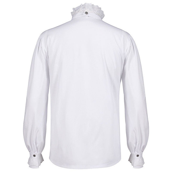 Vintage Long Sleeve Medieval White Ruffle Lace Shirts For Men Gothic Party -Plus Size - WonderlandByLilian