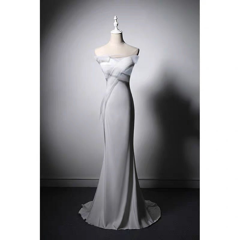 White Boho Style Satin Mermaid Wedding Dress - Plus Size Size 28W / White White Boho Style Satin Mermaid Wedding Dress - Plus Size Size 28W / White