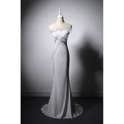 White Boho Style Satin Mermaid Wedding Dress - Plus Size - WonderlandByLilian