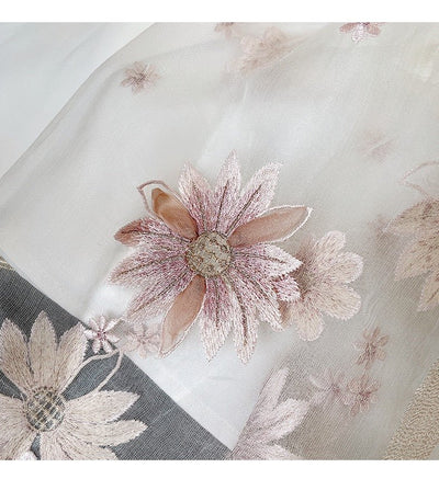 White Regency Era Shawl With Silk Wool, Embroidery - WonderlandByLilian
